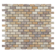 MOSAIQUE 1.5x3.2cm TRAVERTIN MIX COULEUR 30,5x30,5x1cm - 0,47M2/BOI - 5PC/BOI