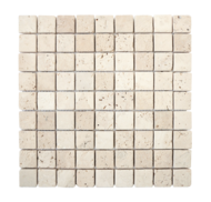 MOSAIQUE 3.2x3.2cm TRAVERTIN IVOIRE 30,5x30,5x1cm - 0,47M2/BOI - 5PC/BOI