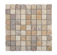 MOSAIQUE 3.2x3.2cm TRAVERTIN MIX COULEUR 30,5x30,5x1cm - 0,47M2/BOI - 5PC/BOI