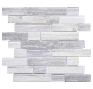 MOSAIQUE BARRETTE WOODEN GLASS GREY 30x30x0,6cm - 0,72M2/BOI - 8PC/BOI